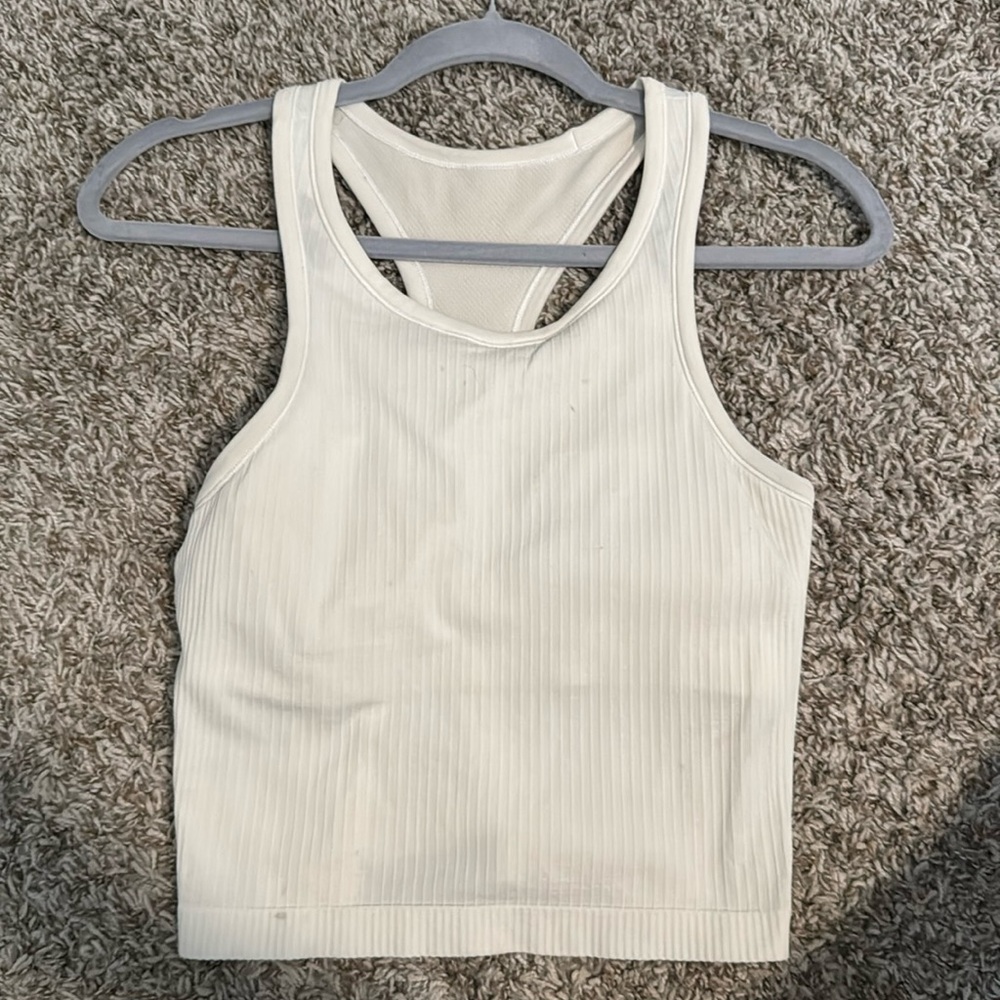 Lululemon Cropped Ebb to Street Tank. Size: 8. Color: White
